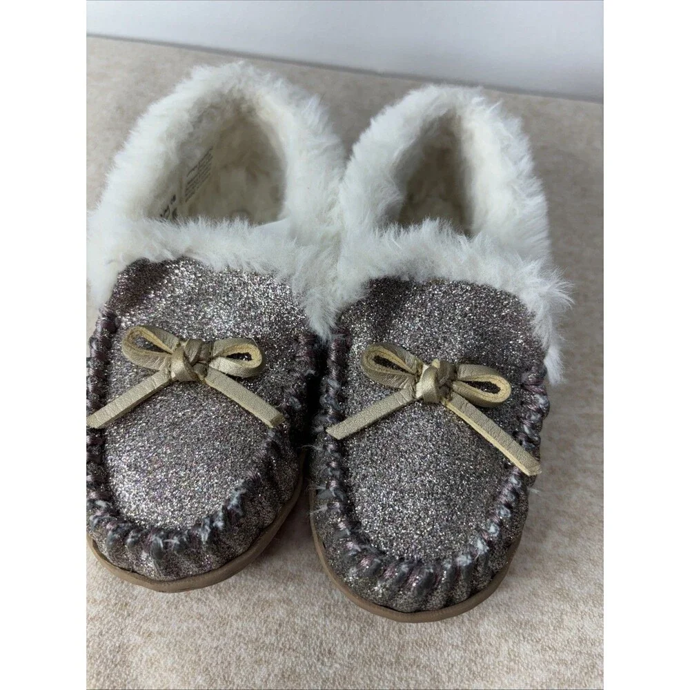 J.Crew Kids Lodge Moccasin in Rainbow Glitter Sz K11